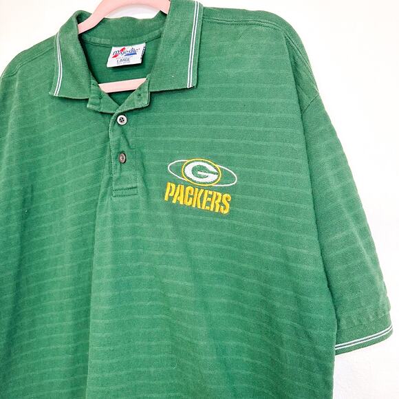 NFL 1990's Green Bay Packers Men's Polo Embroidered Logo Green Cotton - Picture 2 of 4